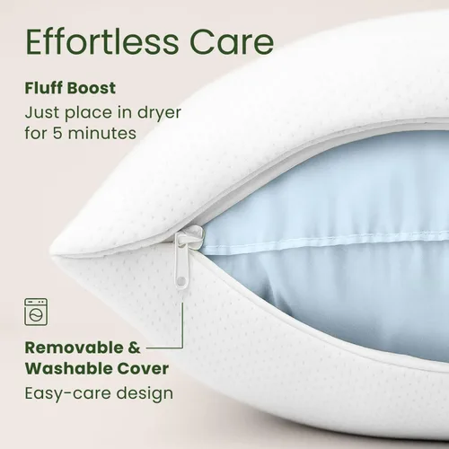 Vista 8 de Almohada de espuma viscoelástica triturada tamaño Queen – Almohada de cama refrescante para dormir para el estómago, la espalda y el cuerpo – 1