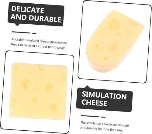 Vista 4 de Alasum 60 piezas de mini queso simulado de escritorio de juguetes artificiales para mini juguetes de comida falsos pasteles falsos alimentos queso
