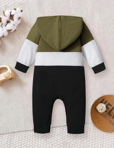 Vista 5 de Ropa de bebé niño, ropa de bebé con estampado de letras de manga larga con capucha para bebé niño