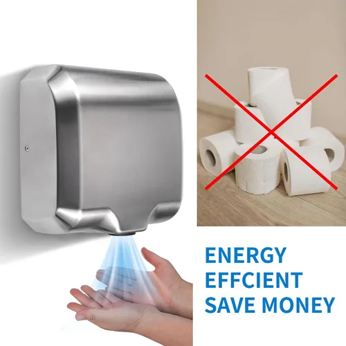 Vista 5 de Goetland Secador de manos comercial de acero inoxidable 1800w automático de alta velocidad resistente con pulido mate, paquete de 2