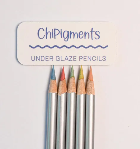 Vista 3 de ChiPigments® Brights - Paquete de 5 lápices para cerámica Colores vibrantes • Líneas finas y sombreado • Bisqueware • Greenware • Vidrio fundido