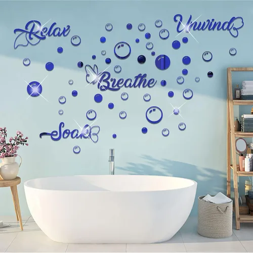 Vista 4 de 60 calcomanías de pared de espejo acrílico 3D, decoración de baño, bricolaje, espejo extraíble, calcomanías de pared, calcomanías decorativas