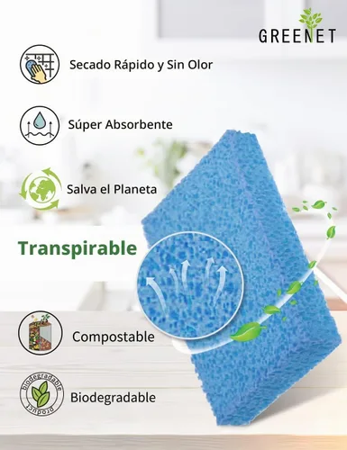 Vista 7 de Paquete de 8 esponjas de celulosa emergentes, grandes, comprimidas, ecológicas y sin plástico para cocina, baño y hogar