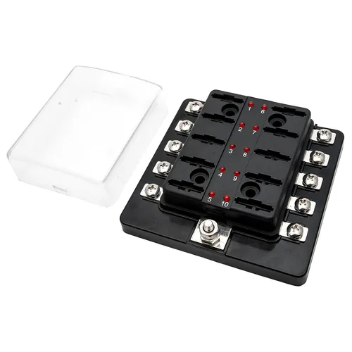 Vista 3 de MASO Boat - Caja de fusibles para automóvil, 10 vías, universal, estándar, 12 V, voltios, ATC, cuchilla, caja de fusibles/cubierta para furgoneta