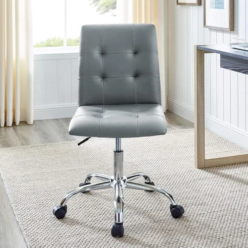 Vista 2 de Modway Prim Silla de oficina giratoria sin brazos con respaldo medio acanalado en gris