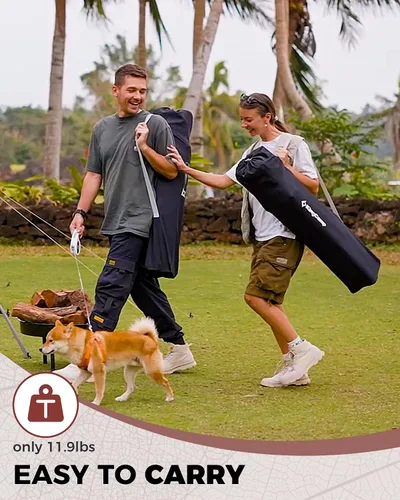 Vista 8 de KingCamp Silla plegable de gran tamaño, resistente 450 libras con mesa plegable de bambú, mesa de picnic portátil con bolsa de transporte