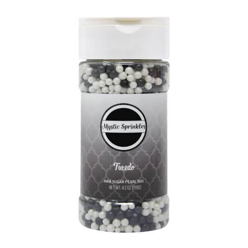 Vista 2 de Mystic Sprinkles Botellas de perlas de azúcar de 0.157 in (mezcla de tuxedo de perlas de azúcar de 0.157 in 4.2 onzas)