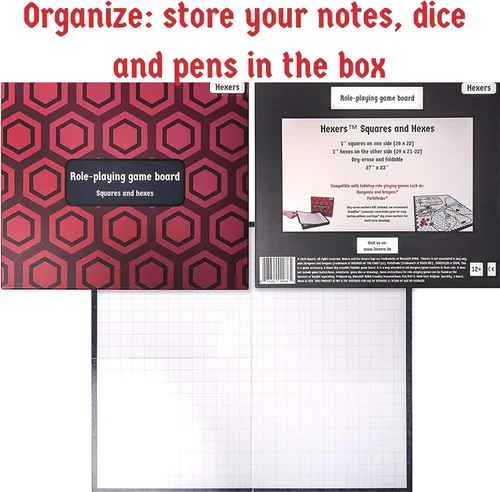 Vista 6 de Tablero de juego con papel hexers: alternativa vinilo esterilla, dungeons and dragons d & d dnd pathfinder rpg compatible, 27 pulgadas x 23
