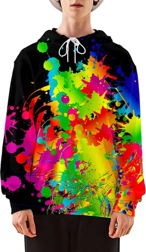 Vista 3 de Asylvain Sudadera con capucha unisex con estampado 3D para hombre y mujer, con bolsillo