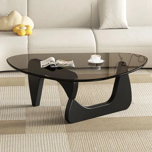 Vista 10 de Mesa de centro moderna de cristal, mesa de centro pequeña de mediados de siglo, mesa de centro para sala de estar, adecuada para dormitorio, sala