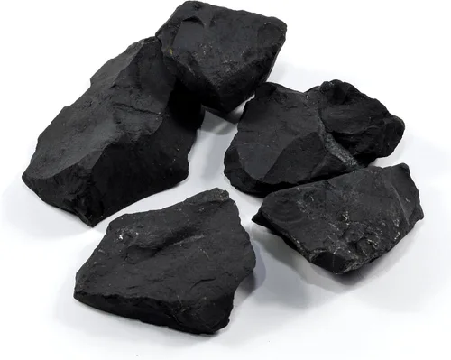 Vista 4 de 1 libra de shungita negra carelia minerales crudos ásperos piedra de agua natural de reiki cristal de roca volteando y muestras lapidarias (1 libra)