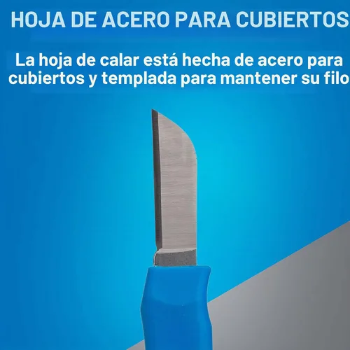 Vista 3 de Jonard KN-7 Cuchillo Ergonómico para Empalme de Cables con Mango de Goma Termoplástica, Azul, 6-1/4" de Longitud