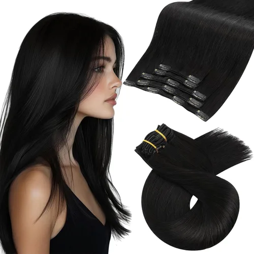 Vista 66 de Moresoo Extensiones de cabello humano con clip, balayage, color marrón oscuro a marrón dorado con clip, extensiones de cabello humano con clip, 5