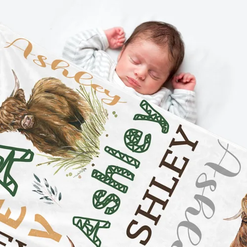 Vista 3 de Manta de bebé con nombre personalizado, regalos personalizados para bebés, niños, niñas y niños, mantas de franela suaves y esponjosas, cálidas