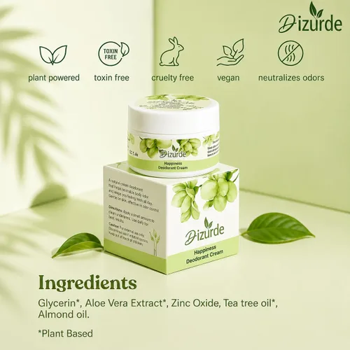 Vista 6 de Crema desodorante natural antitranspirante para hombres y mujeres, desodorante sin aluminio para pieles sensibles, protección duradera, sin manchas