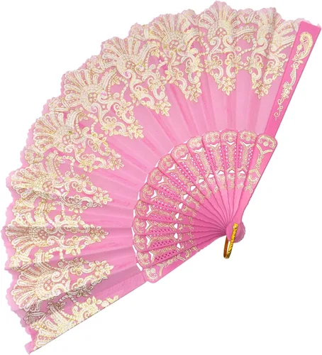 Vista 12 de EOSAU Abanicos plegables chinos de mano para mujeres, plegables a granel para fiestas, bodas, iglesias, bailes (10 colores mezclados)