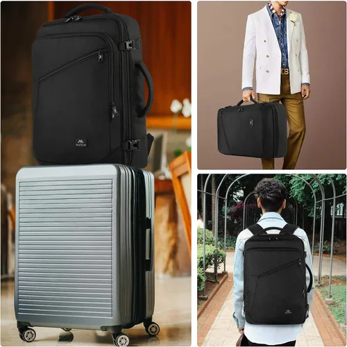 Vista 7 de MATEIN Mochila de viaje para hombre, mochila ligera de mano para mujeres, mochilas de negocios expandibles, mochila de senderismo impermeable