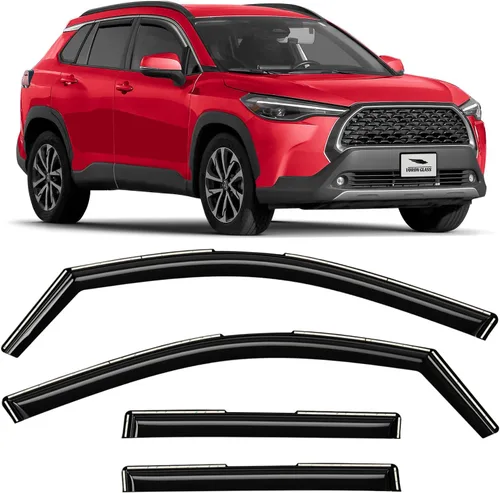 Vista 9 de Voron Glass - Protectores de lluvia con cinta adhesiva extra duraderos para Toyota Corolla 2009-2013, deflectores de ventana, viseras de Para