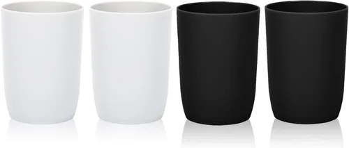 Vista 8 de Topsky Paquete de 4 vasos de baño – Plástico reutilizable para cepillo de dientes, enjuague bucal, cepillado