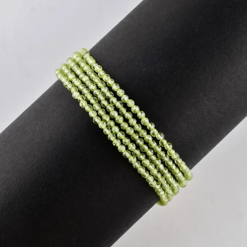 Vista 4 de Pulsera de piedras preciosas naturales, cuentas microfacetadas de 5 hebras, piedra energética, cristales curativos, chapado en plata, ajustable