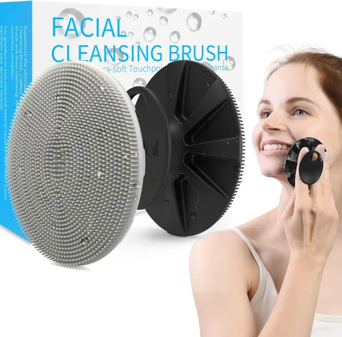 Vista 8 de BEAUTAIL Cepillo facial de silicona, 2 unidades, cepillo de limpieza facial manual, exfoliante facial suave para pieles sensibles, cepillo facial