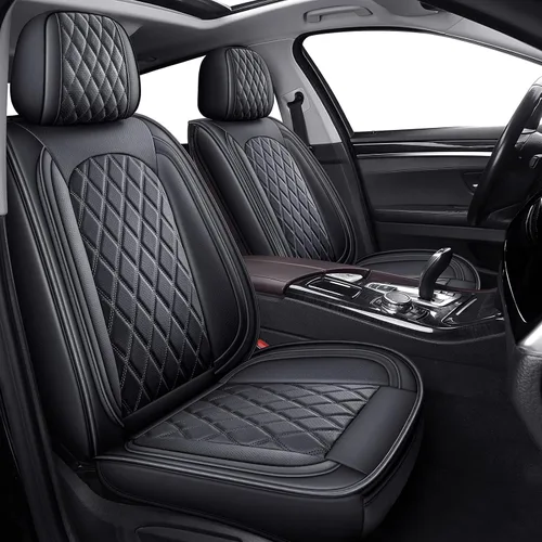 Vista 14 de MIROZO - Fundas de asiento delantero, fundas de cuero para asiento de automóvil, fundas transpirables para asiento de automóvil, protector de Beige