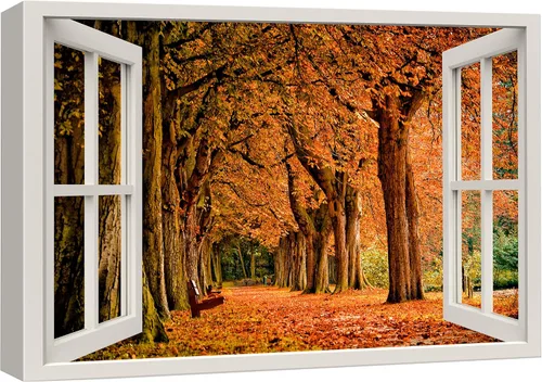 Vista 19 de Cuadro decorativo con diseño de ventana moderna blanca con vista, de la marca Wall26®
