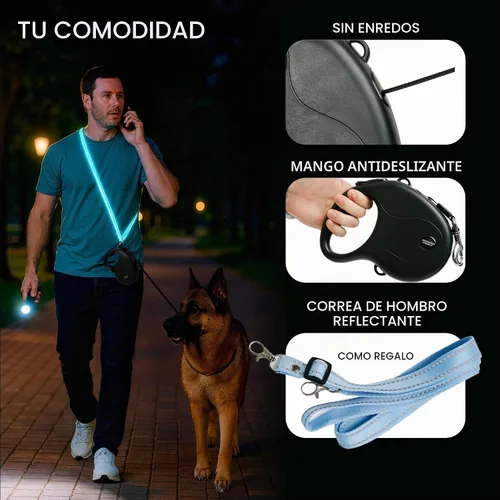 Vista 4 de Correa retráctil para perros pequeños de hasta 33 libras – 10 pies de largo manos libres plomo para perros – Correa reflectante resistente