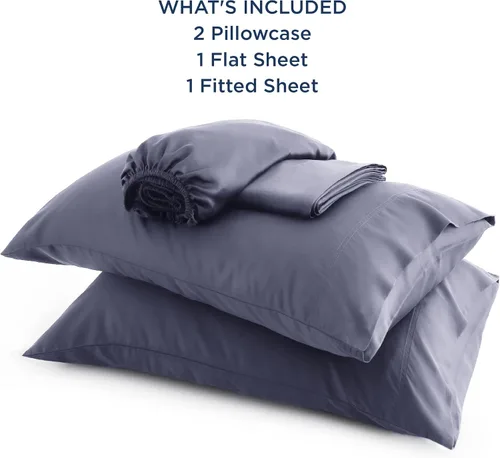 Vista 7 de Bedsure Juego de sábanas refrescantes para cama de tamaño King, juego de sábanas de lino y algodón, funda de edredón King