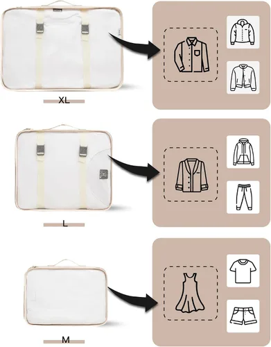 Vista 5 de TRAILKICKER Juego de 9 cubos de embalaje para equipaje de mano en maleta, bolsas organizadoras de viaje para maleta, bolsas organizadoras, juego