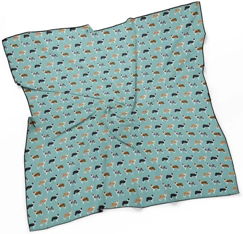 Vista 3 de Border Collies - Pañuelos cuadrados para la cabeza, para el cuello, envoltura de seda para mujer, 27 pulgadas