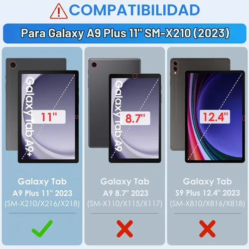 Vista 2 de DETUOSI Funda con teclado retroiluminado para Samsung Galaxy Tab A9 Plus/A9+ 5G de 11 pulgadas (SM-X210) 2023 Android Tablet con soporte para S Pen