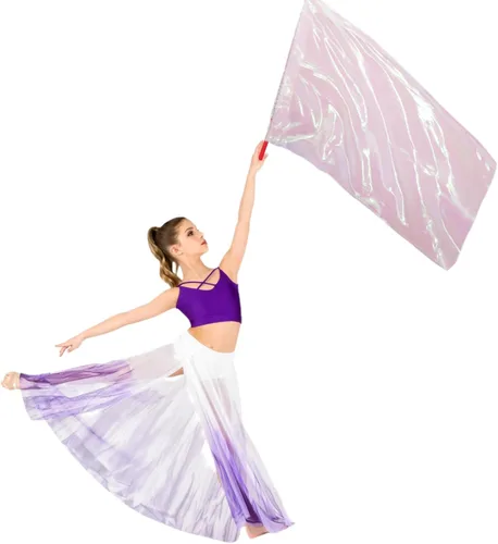 Vista 3 de Bandera de adoración con varilla escalable, bandera rectangular de poliéster de 45 pulgadas para danza al aire libre, banderas de baile de alabanza