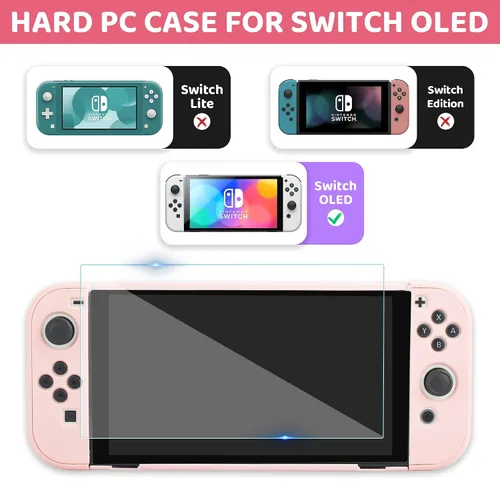 Vista 5 de 9 in 1 Carrying Case for Nintendo Switch OLED, GLDRAM Cute Accessories Kit with Travel Case, Hard PC Cover, Glass Screen Protector, Thumb Grip Caps