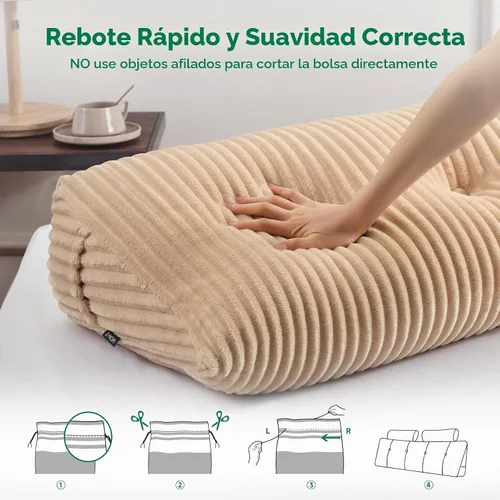 Vista 3 de Z-hom - Almohada de cabecero, cojín de respaldo de cuña, tamaño individual, almohada de un rollo