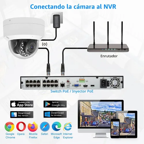 Vista 6 de Cámara de seguridad IP PoE 4K 8MP con carcasa metálica completa