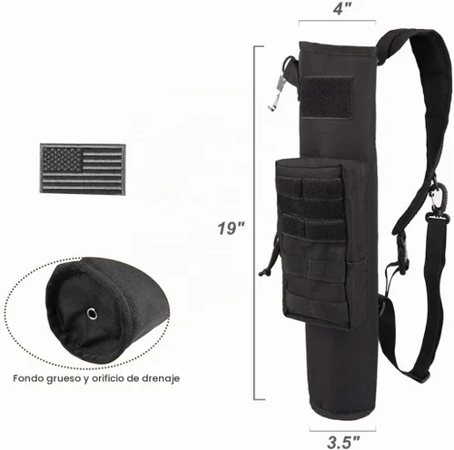 Vista 5 de Carcaj de arco ligero para la espalda con doble uso plegable compacto, bolsa de flechas para la cadera con sistema Molle colgado para tiro al blanco