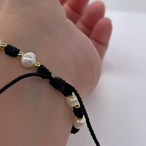 Vista 12 de Cultured Freshwater Pearl Bracelet With St Benedict Medal on Adjustable Red String for Women