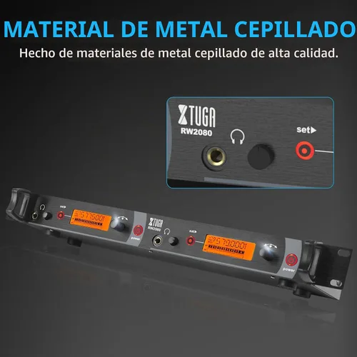 Vista 5 de XTUGA RW2080 inalámbrico en el sistema de monitor del oído, 2 Bodypacks UHF