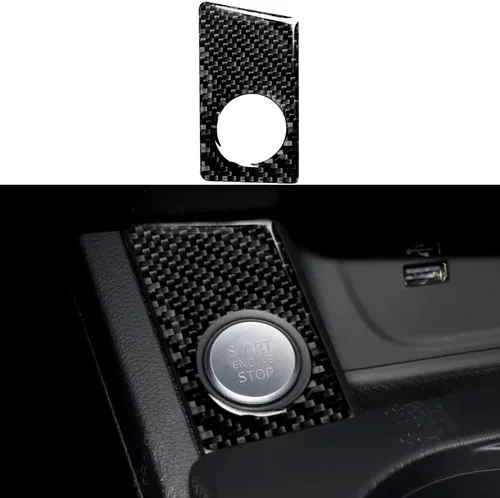 Vista 32 de Blazeray Accesorios interiores de fibra de carbono, cubierta decorativa, ajuste adhesivo para Audi A4 B9 2017-2019 (cubierta de perilla central)