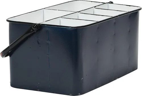 Vista 7 de Creative Co-Op Carrito de almacenamiento de metal con 6 compartimentos y asa, color azul y blanco envejecido