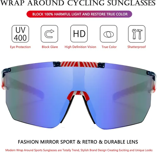 Vista 2 de AIEYEZO Gafas de sol de ciclismo para hombres y mujeres, para fanáticos de los deportes, gafas de sol de béisbol al aire libre con cuerda para gafas