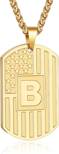 Vista 76 de Bellino Regalos de graduación – Collar con letra inicial de la A a la Z para hombres, niños, adolescentes, acero inoxidable, bandera estadounidense