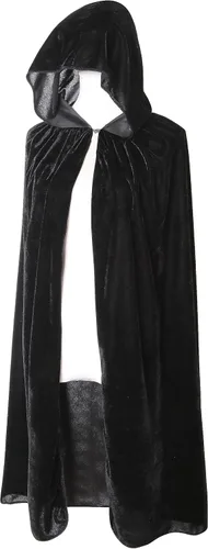 Vista 3 de Diffly - Capa de terciopelo de 39 pulgadas con capucha para disfraz o cosplay de bruja, de la muerte, de mago o de vampiro, ideal para Halloween