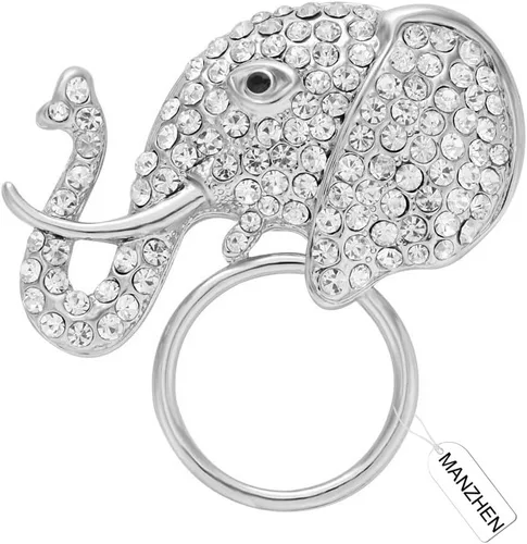 Vista 2 de Clip magnético de elefante de cristal brillante, broche magnético para gafas, joyería para ropa