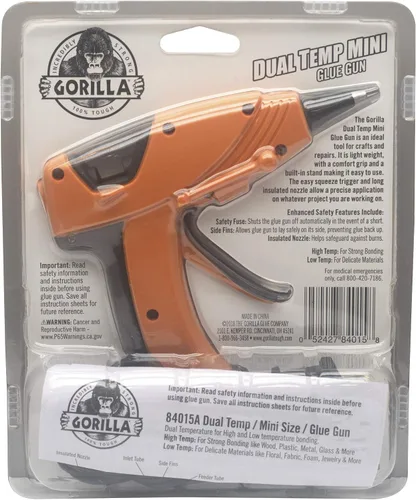 Vista 4 de Gorilla Kit de pistola de pegamento caliente de doble temperatura con barras de pegamento caliente Gorilla (75 unidades)