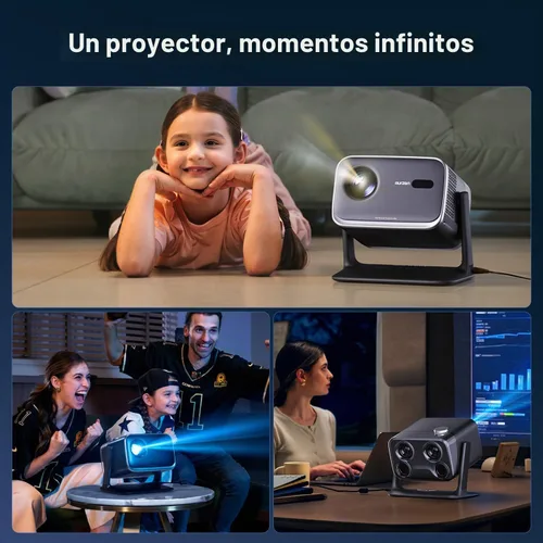 Vista 9 de Aurzen BOOM mini Google TV Proyector inteligente para exteriores con audio Dolby de 20 W 4K Supported Movie Projector with WiFi and Bluetooth