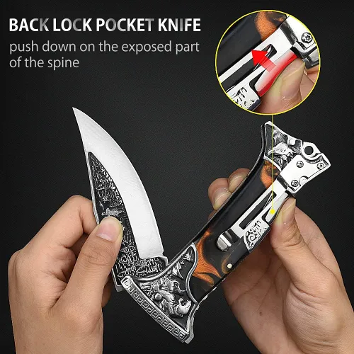 Vista 10 de NedFoss TIGER ROAR - Cuchillo de bolsillo de regalo para hombres, papá