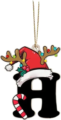 Vista 40 de Decoraciones de Navidad - Letras de adorno de la A a la Z para el árbol, adornos colgantes del alfabeto de Navidad de bricolaje (A)
