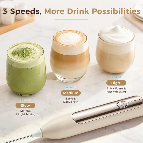 Vista 5 de Espumador de leche recargable, espumador de café portátil USB-C Blanco